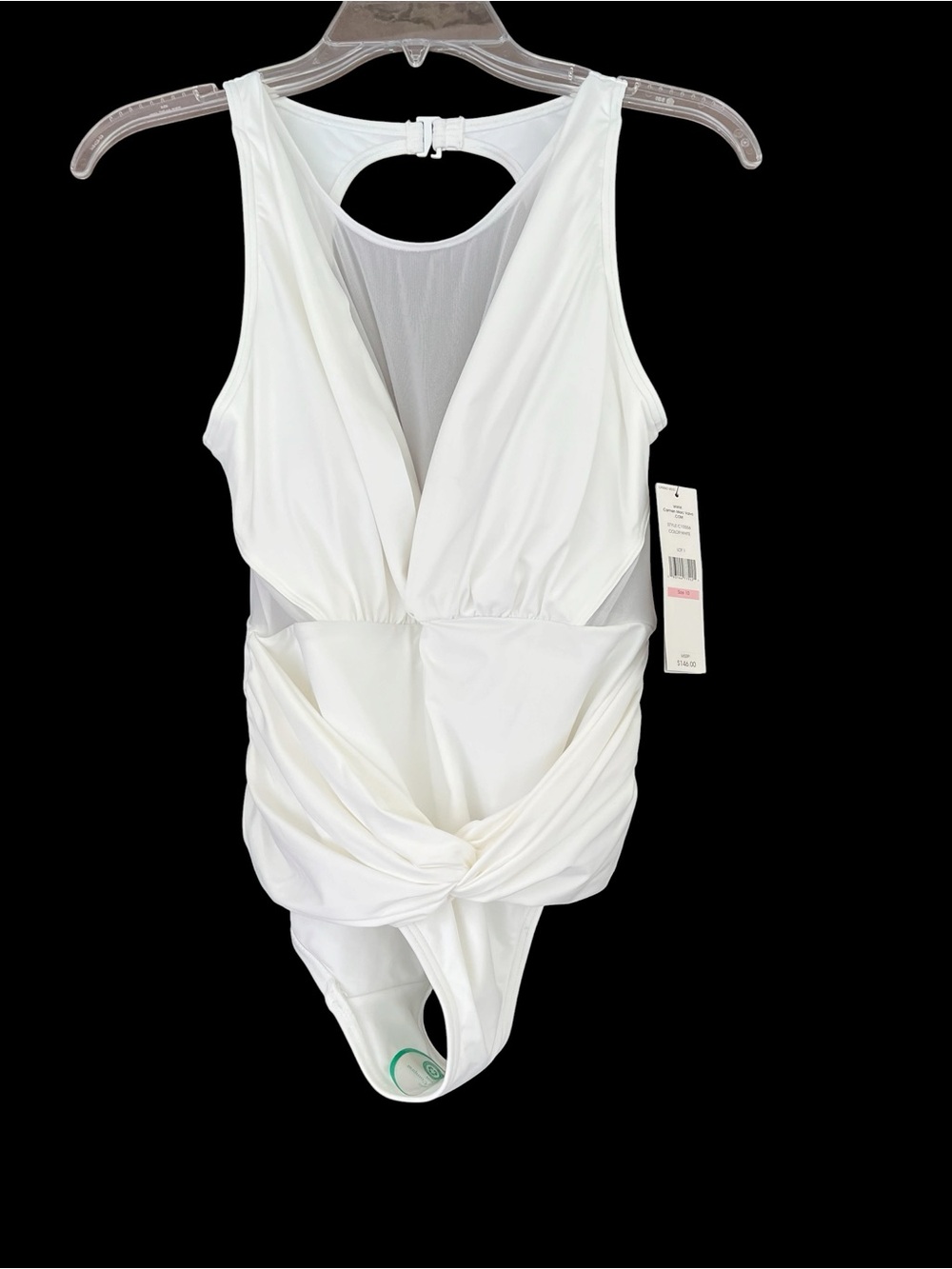 Carmen Marc Valvo White Twist-Front Bandeau Swimsuit